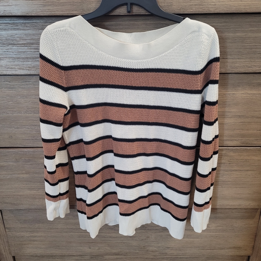 Striped Sweater with Wide Neck